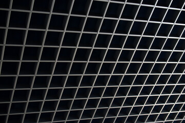 Ceiling made of metal grating "albes" grillato "pyramidal" with spotlights