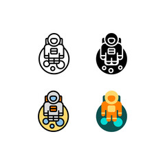 Astronaut occupy the moon or planet Icon, Logo, and illustration