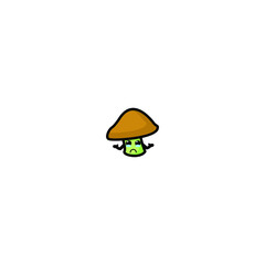 Cute Mushrooms Cartoon Character Vector Illustration Design. Outline, Cute, Funny Style. Recomended For Children Book, Cover Book, And Other.