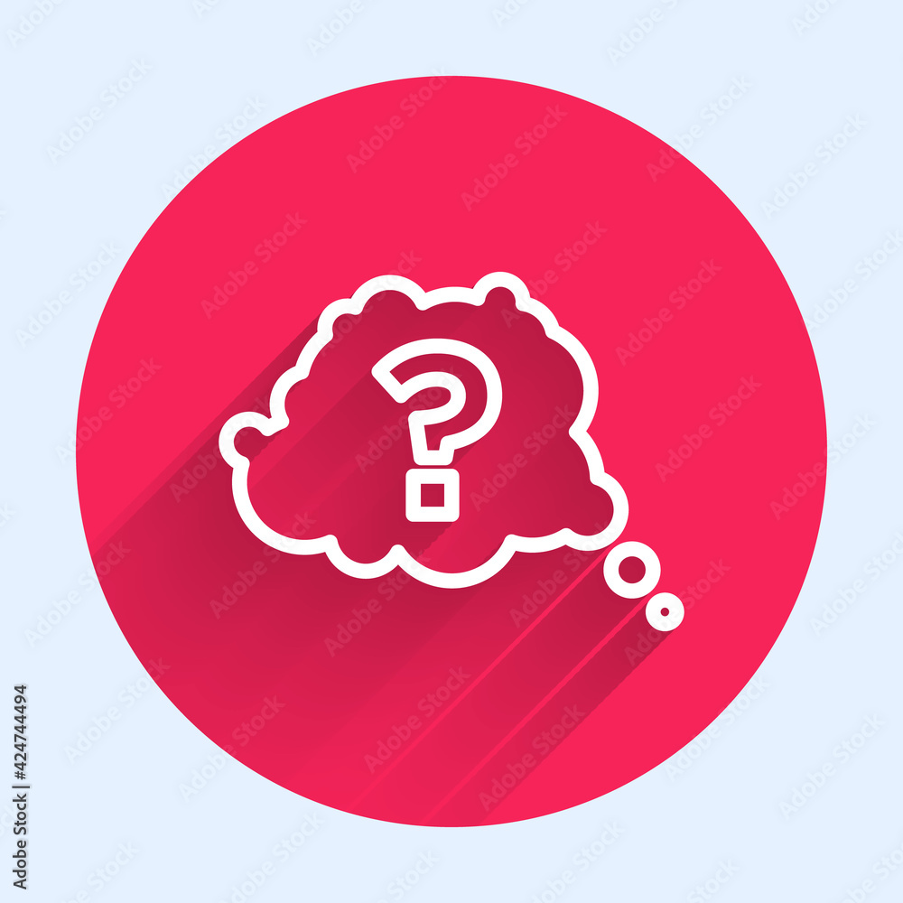Aufkleber white line question mark icon isolated with long shadow. faq sign. copy files, chat speech bubble an