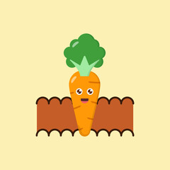 Cute Carrot Character harvest Icon, Logo, and illustration