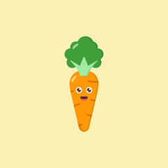 Cute Carrot Character Icon, Logo, and illustration