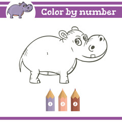 Color by numbers. Coloring page for preschool children. Learn numbers for kindergartens. Educational game. Vector illustration