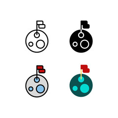 Flag landed on the moon Icon, Logo, and illustration
