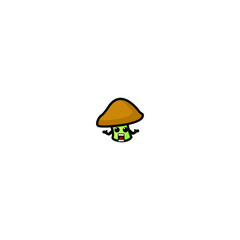 Cute Mushrooms Cartoon Character Vector Illustration Design. Outline, Cute, Funny Style. Recomended For Children Book, Cover Book, And Other.