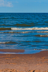 Clean sand beach and blue sky and sea