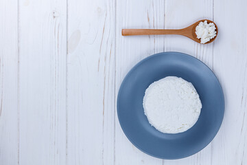 plate of sweet farm cottage cheese on table