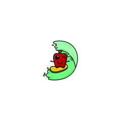 Cute Paprika Cartoon Character Vector Illustration Design. Outline, Cute, Funny Style. Recomended For Children Book, Cover Book, And Other.
