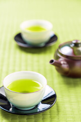 Obraz na płótnie Canvas Japanese warm green tea..It has a good fragrance and a little bitterness.