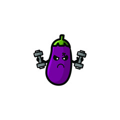 Cute Eggplant Cartoon Character Vector Illustration Design. Outline, Cute, Funny Style. Recomended For Children Book, Cover Book, And Other.