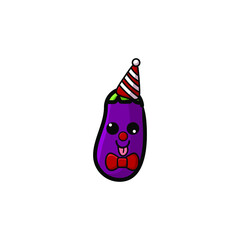 Cute Eggplant Cartoon Character Vector Illustration Design. Outline, Cute, Funny Style. Recomended For Children Book, Cover Book, And Other.