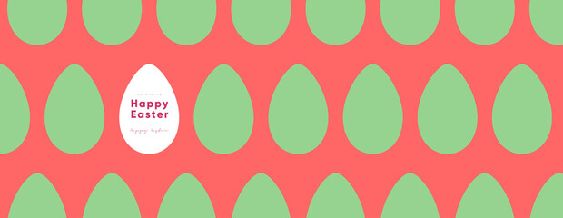 Happy Easter. Flat vector illustration. Abstract backgrounds, geometric patterns for the Easter holiday. Ornament, spring symbols, eggs, flowers. Poster, banner, flyer. Egg packaging label.