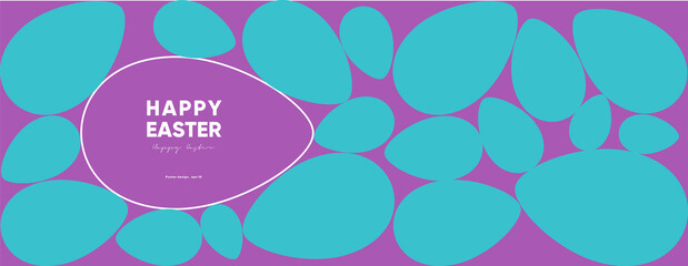 Happy Easter. Flat vector illustration. Abstract backgrounds, geometric patterns for the Easter holiday. Ornament, spring symbols, eggs, flowers. Poster, banner, flyer. Egg packaging label.