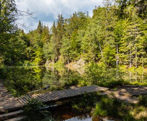 Beautiful colorful lakes "Kolorowe Jeziorka" square in Rudawy Janowickie mountains © Pawel-Wierzchowski