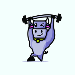 Cute Buffalo Sport Cartoon Character Vector Illustration Design. Outline, Cute, Funny Style. Recomended For Children Book, Cover Book, And Other.