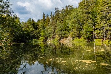 Beautiful colorful lakes "Kolorowe Jeziorka" square in Rudawy Janowickie mountains © Pawel-Wierzchowski