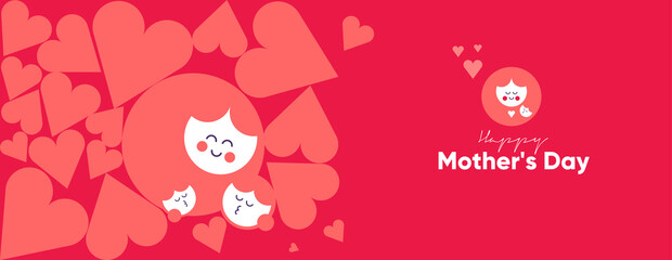 Mom's day. Women's Day. Vector flat illustration. Abstract backgrounds, patterns about mothers day. Hearts, abstract geometric shapes. Perfect for poster, label, banner, invitation.