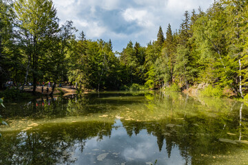 Beautiful colorful lakes "Kolorowe Jeziorka" square in Rudawy Janowickie mountains © Pawel-Wierzchowski