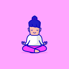 Cute Yoga Cartoon Character Vector Illustration Design. Outline, Cute, Funny Style. Recomended For Children Book, Cover Book, And Other.