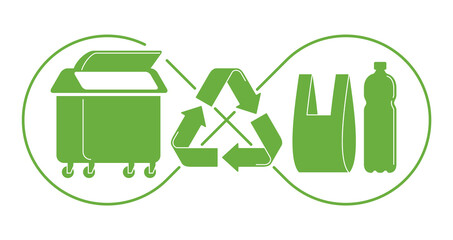 Recycle waste materials with infinity symbol