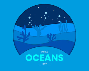 World Oceans Day In Circle Paper