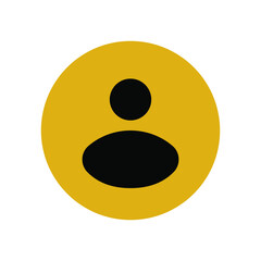 Stylish avatar in black in a yellow circle. Profile template for websites, applications, social networks.  Smartphone user interface button. Vector.