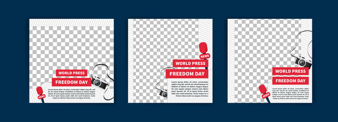 World Press Freedom Day. Social media templates for World Press Freedom Day. Banner vector for social media ads, web ads, business messages, discount flyers and big sale banners.