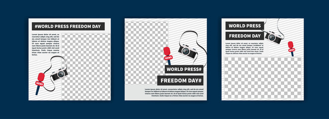 World Press Freedom Day. Social media templates for World Press Freedom Day. Banner vector for social media ads, web ads, business messages, discount flyers and big sale banners.
