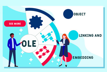 Vector website design template . OLE - Object Linking and Embedding acronym. business concept background. illustration for website banner, marketing materials, business presentation, online advertisin