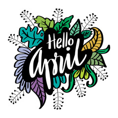 Hello April hand lettering calligraphy.