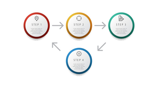 4 looping points of steps diagram layout, business infographic element template vector