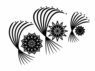 Set with mandala floral ornament design. Digital Art Illustration