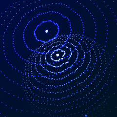 Abstract 3d sphere. Futuristic dots background. Colored music surface. 3d rendering.