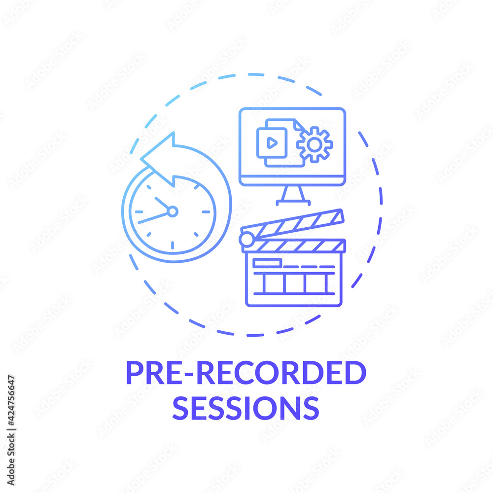 Poster pre-recorded sessions concept icon. virtual event content idea thin line illustration. disconnection