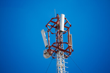 Technology on the top of the telecommunication GSM (5G,4G,3G) tower.