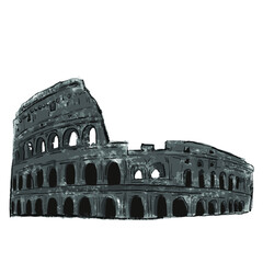 Naklejka premium Colosseum, Rome, Italy. Hand drawing Colosseum,simple pencil sketching quick sketch. Illustration on white background. Isolated. For cards, posters, stickers and professional design