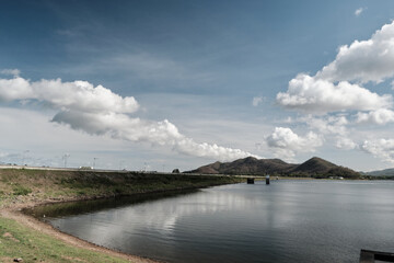 Fototapeta premium clouds over the river with blue sky