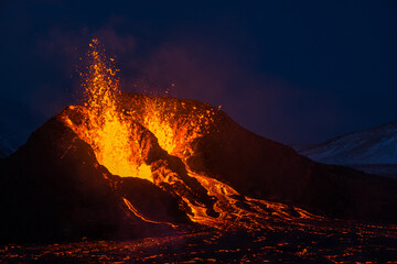 The eruption site of Geldingadalir in Fagradalsfjall mountain on Reykjanes in Iceland