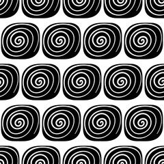 Black Spiral Shape Pattern. Vector Black Seamless Shape Pattern. Black Seamless Spirals.