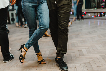 Kharkiv, Ukraine 12.03.21 Man and woman are dancing passionately bachata at party