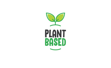 Plant based emblem design. Vegan, veggie, vegetarian food representation.