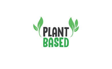 Plant based emblem design. Vegan, veggie, vegetarian food representation.