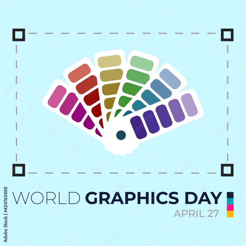 Poster world graphics day april 27 text effect with multi-colour shade for a card, poster design. multi-col
