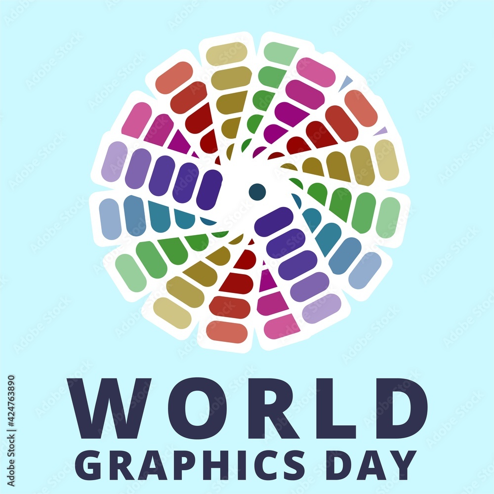 Poster creative illustration for world graphics day and text effect with dark blue shade in a white backgro