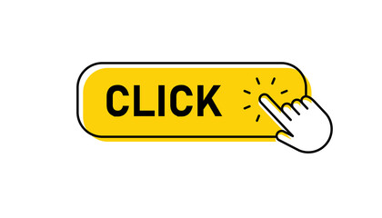 Click here button with hand pointer clicking