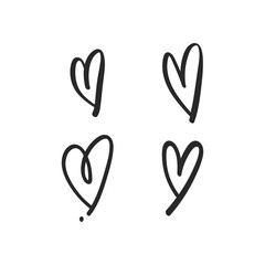 Heart doodles. Hand drawn hearts collection. Love illustration designs.