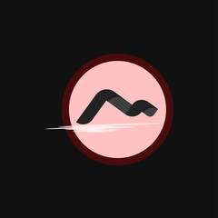 A mountain logo with the letter m, this is a symbol of a minimalist mountain panorama