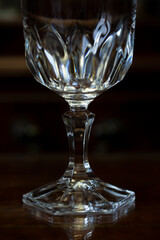 crystal antique wine glass with engraving. glass wine goblet