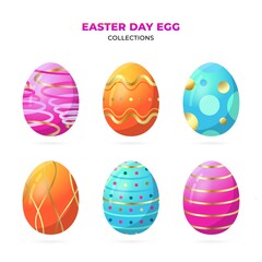 Traditional set of eggs for an Happy Easter isolated on white background