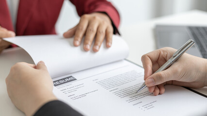 Sign a document, Signing of employment contract documents, Applicants are legally selected to work in the company, Employment and selection of new staff representatives concept.